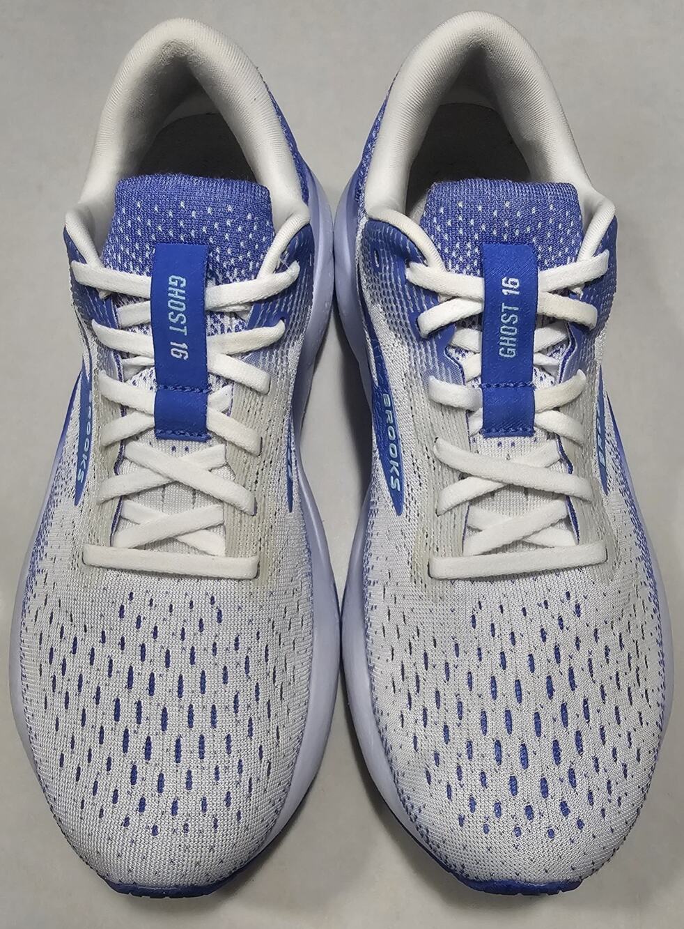 Brooks Ghost 16 Running Shoes Women’s US 9 B White Blue Athletic Sneakers 120407